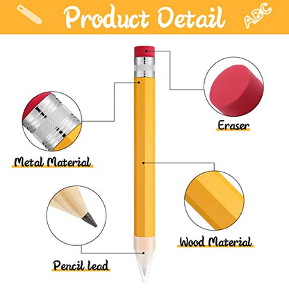 Leinuosen 12 Pcs Large Pencils Back to School Gifts Giant Big Jumbo Nolvety Funny Comically Wood Yellow Pencils with Eraser for Teachers Office Welcome Back to School Party Decorations Photo Props