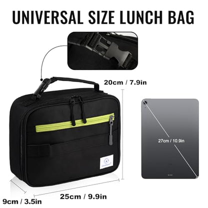 Genteen Lunch Box Kids, Insulated Lunch Bag Kids Boys Girls Back to School, Soft Lunch Box for Men Reusable Lunchbox for Office,Outdoor,School (Black) - color: Black