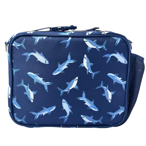 Yumbox Kids Lunch Bag, Holds Lunch Box and Water Bottle, 3 Ways to Carry, Zip Closure, Inside Zipper Netting, Wipe Clean Fabric with EVA lining for extra insulation, Shark - color: Shark
