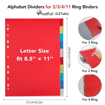 48 Tab Binder Dividers 3 Ring Plastic Binder Dividers with Tabs, Multicolor Notebook Dividers for 2/3/4/11 Ring Binders, Letter Size (8.2×11.6 Inch) - size: 4 Set/48 Pcs