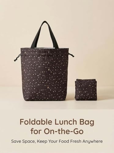 Double-Handle Lunch Bag, Insulated Waterproof Reusable Tote for Women/Students, Fits 2 Bento Boxes + Water Bottle - Ideal for School/Office/Picnic(Starry Night Black) - color: Starry Night Black
