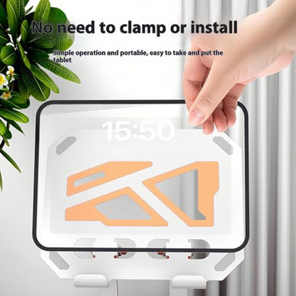 360° Swivel Tablet Stand for iPad, Adjustable Height & Angle Ergonomic Holder, Foldable Portable Desktop Mount for 4-12.9 inch Tablets & Phones, Non-Slip Base with Heat Vent - color: white