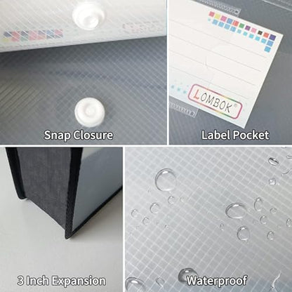 YoeeJob Plastic File Folders Legal Size Expandable Document Folder with Snap Button Closure, A4 Expanding File Wallet Envelopes Pouch with Label Pocket, 18 Packs, Black - color: Black, size: 18 Pack