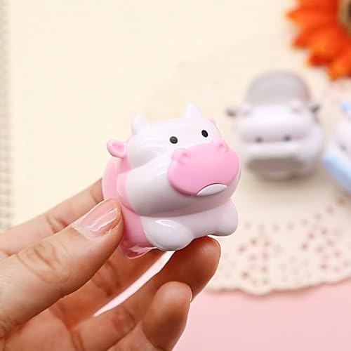 1Pc Random Cute Cow Pencil Sharpener - Kawaii Animal Design Sharpener for Girls, Office and School Stationery Supplies, Gift for Students and Teachers