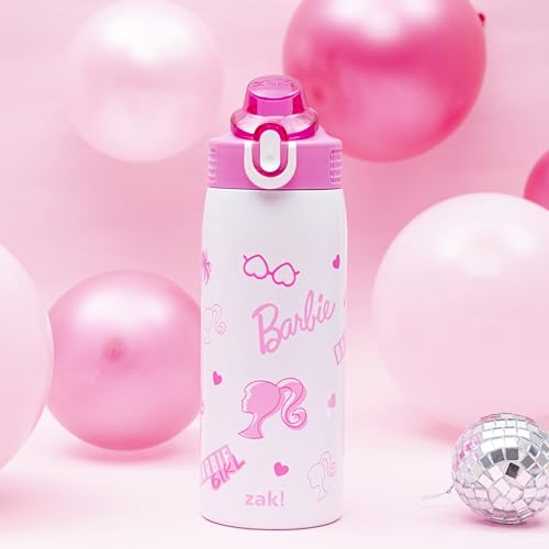 Zak Designs Barbie Sage 19oz Leak-Proof Straw Kids Water Bottle | BPA Free, Insulated Stainless Steel, Cupholder Friendly, Dishwasher Safe, Lid Lock, Handle, For School, Home, Travel - color: Barbie (Sage)