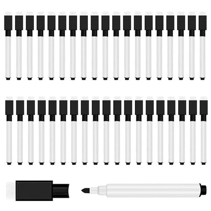 50 Pcs Black Magnetic Dry Erase Markers with Eraser Cap, White Board Mini Dry erase Markers Bulk, Fine Point Tip Student White Board Markers for Teachers Office School Supplies - size: 1 Count (Pack of 50)