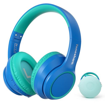 TONOSHARK Kids Bluetooth Headphones with Active Noise Cancelling, Wireless Over-Ear Headphones for Boys Girls, Foldable, Adjustable, 40H Playtime, Mic for School Travel(Blue) - color: Blue