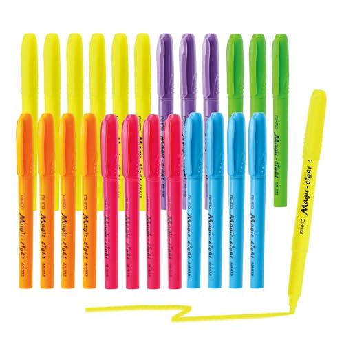 AIHAO Highlighters Assorted Colors, Chisel Tip Highlighter Pens, Pocket-Style, Assorted Ink Colors, 24 Pack - color: Multicolor