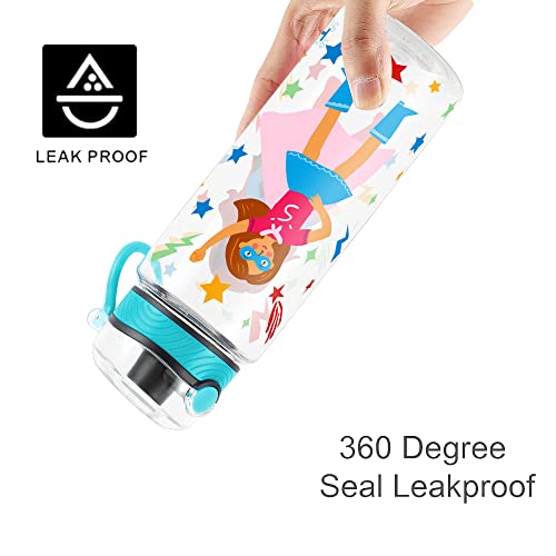 Cute Water Bottle for School Kids Girls, BPA FREE Tritan & Leak Proof & Easy Clean & Carry Handle, 23oz/ 680ml (S-girls) - color: S-girls