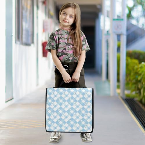 Gingham Zipper Binder 3 Ring Binder with Zipper 1.5 Inch Shoulder Strap & Handle Binders Organizer Bag Powder Blue - color: Powder Blue_3