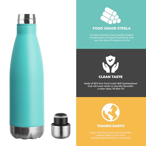 MEWAY 17oz Sport Water Bottle 8 Pack Vacuum Insulated Stainless Steel Leak-Proof Double Wall Cola Shape Water Bottle,Keep Drinks Hot & Cold (Light Blue,8 Pack) - color: Light Blue
