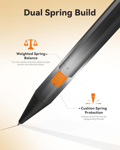 Four Candies Metal Mechanical Pencils 0.5, with #2 Pencil Leads 0.5mm, Eraser Set and Eraser Refills, 19-Count Pack with Case, Back to School Supplies for Writing, Drafting, Drawing - size: 5 Count (Pack of 1), style: 0.5mm