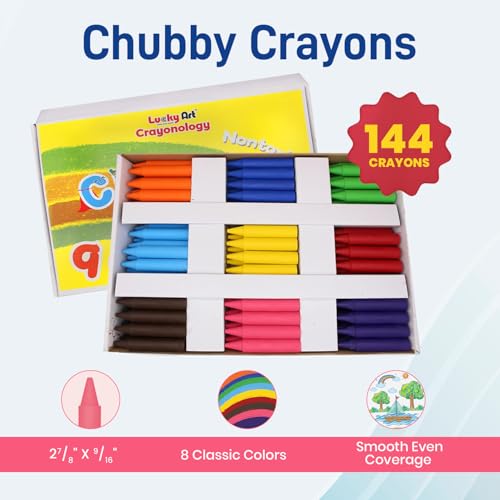 Chubby Crayons for Kids Set of 144 Rainbow Crayons Classroom Supplies (2-7/8"L x 9/16" Dia) - style: 144 Chubby Jumbo