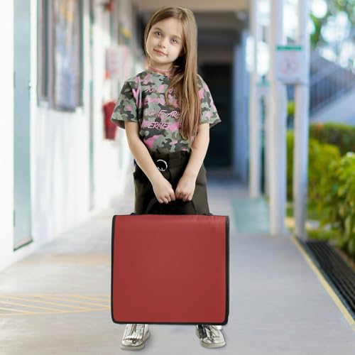 1.5 Inch 3 Rings Office Binder Organizer with Handle Includes Zip Pocket Documents Files Storage Bag Suitable for Middle School Brown Red - color: Brown Red