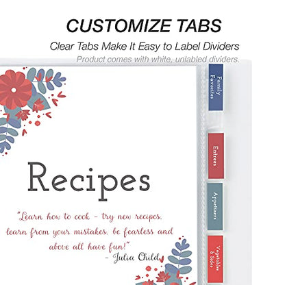 Samsill Junior 8 Tab Recipe Dividers, Recipe Sleeves, Sheet Protector Dividers with Tab Inserts, Clear, Super Heavyweight, Top Loading, 3 Hold Punched, Fits 8x9 Inch Mini Recipe Binders, Archival Safe - size: 1 Pack, style: Tabbed (Mini)