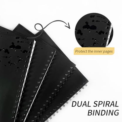 Lined Spiral Notebook A4 Large Black Journal 8.5" x 11"-4 Pack 7mm College Ruled Hardcover Notebooks 160 Pages 100GSM Thick Paper for Note Taking School Office Supplies - style: Lined