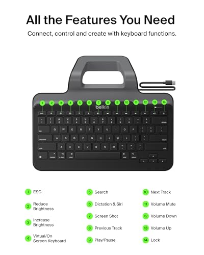 Belkin Wired Keyboard for iPad A16 / 10th Generation w/Stand & USB C Connector - Full-Size Keyboard, Plug‑and‑Play - Durable iPad Accessory for Schools, Offices, Travel - No Batteries Required - style: USB-C Connector w/ Stand
