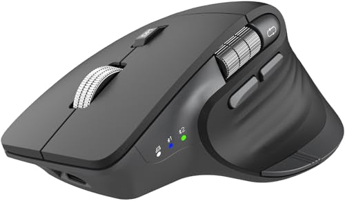 CITLLA Ergonomic Bluetooth Mouse for Laptop, Rechargeable Wireless Mouse with Multi-Device Switching, Silent Click, Flying Scroll & Thumb Wheel, 4800 DPI for PC, Mac, Tablet and Phone (Black) - color: Black