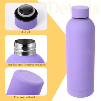 Bokon 10 Pcs Stainless Steel Water Bottle Bulk Teacher Employee Appreciation Gifts School Double Layer Vacuum 17 oz Small Mouth Sport Insulated Metal Reusable Flask Leakproof Lid - color: Multicolor