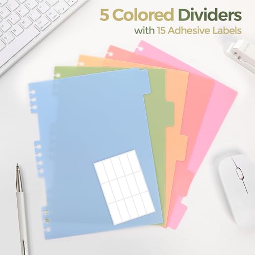 SKYDUE 5 Subject Notebook with Dividers and Tabs, 8" x 10" College Ruled Notebook for Work, 300 Pages Spiral Journal for Women, Green - color: Green
