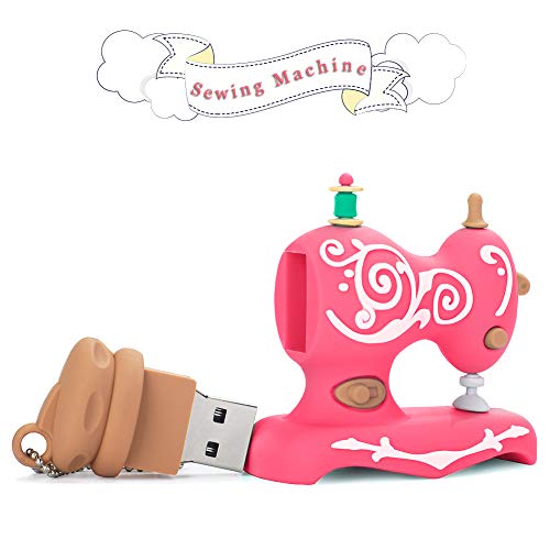 BorlterClamp 32GB USB Flash Drive Cute Cartoon Sewing Machine Model Memory Stick, Gift for Students and Children (Rose Red) - color: 32GB rose red