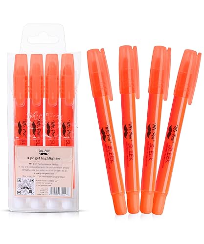 Mr. Pen- No Bleed Gel Highlighters, Golden Orange, 4 Pack | Bible Highlighters and Pens No Bleed, Bible Markers for Study, Journaling, School Supplies and Accessories - color: Golden Orange