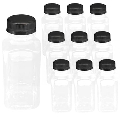 10 PCS 5 oz Plastic Juice Bottles with Lids | Empty Clear Milk Bottles with Lids, Beverage Containers for Juice, Milk and Other Drink - size: 5 oz/150ml