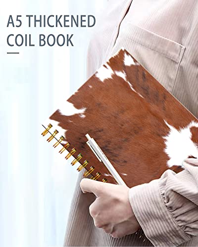 iampanda Spiral Journal Notebook,Strong Twin-Wire Binding with Premium Paper for Girl Women,60 Sheets A5 College Ruled Notebook/Journal,Perfect for School Office Home Gifts,Cowhide Farm Animal Skin - color: Cowhide Farm Animal Skin Brown Cow