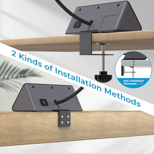 Nightstand Charging Station, Nightstand Edge Power Strip with 3 AC Outlets, 4 Fast Charging USB Ports, Connect 6.56FT Flat Plug, Desk Surge Protector for Office Home Hotel, 2-Pack(Black/White) - color: 2Pack-Black/White