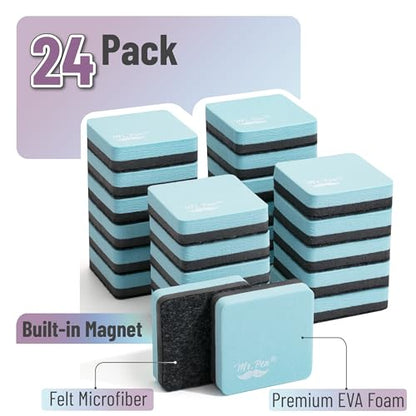 Mr. Pen- Mini Magnetic Dry Erase Erasers, 2" x 2", 24 Pack, Pastel Green | Small Magnetic Whiteboard Dry Erase Erasers Bulk for Kids, Teachers, Students and Classroom Supplies - color: Pastel Green, size: Square
