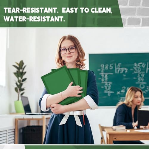 Teling 24pcs Heavy Duty Plastic Folders with Clear Front Pocket and Card Slot, 3 Prongs and 2 Pockets, Letter-Size, Reports Document Presentations Office Supplies, Back to School Gifts (Dark Green) - color: Dark Green