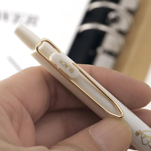 Retractable Rolling Ball Pens 0.35mm Ultra Fine Point,White Barrels,Black Gel Ink,Pack of 8,Smooth Writing For Journaling, Notetaking,Cute Office School Supplies Gifts for Women and Girls