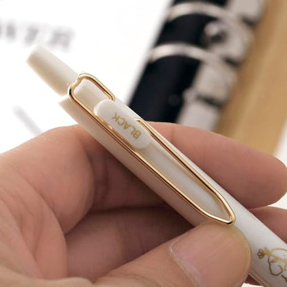 Retractable Rolling Ball Pens 0.35mm Ultra Fine Point,White Barrels,Black Gel Ink,Pack of 8,Smooth Writing For Journaling, Notetaking,Cute Office School Supplies Gifts for Women and Girls