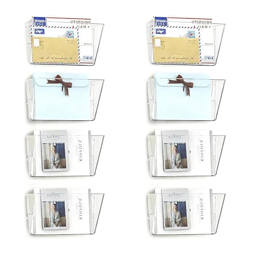MINDEPOT 8 Pockets Acrylic Wall File Organizer, Clear Wall File Holder, Plastic Hanging Wall File Holder for Office, School and Home, Clear - color: Clear, size: 8Pack