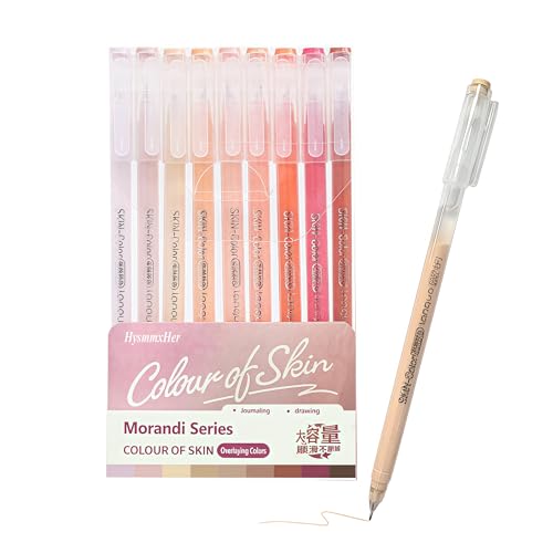9 Colored Gel Pens Set, 0.6mm Fine Point for Black Paper & White Paper, Pens for Journaling, Adult Coloring Books, Bible, Drawing, Note Taking, Art & Journaling Supplies (Beautiful Skin Colors) - color: Beautiful Skin Colors