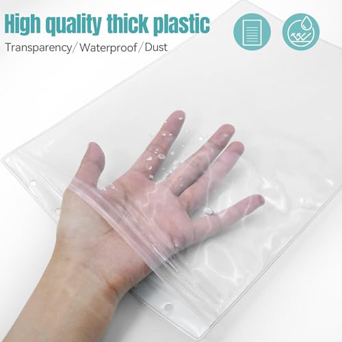 6 Pack 8.5" x 11" Resealable Zip Sheet Protectors, Waterproof Clear Rigid Plastic Sleeves for Documents, Photos, Certificates, and Wall Sign Displays, Heavy Duty Page Protectors