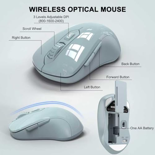 Wireless Keyboard and Mouse Combo, ULSOU 2.4G Full-Sized Ergonomic Computer Keyboard with Wrist Rest and 3 Level DPI Adjustable Wireless Mouse for Windows, Mac OS Desktop/Laptop/PC(Grey) - color: Grey