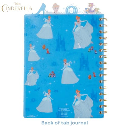 Disney Princess Cinderella Tab Journal, Spiral Notebook, Dividers, 8x7 Inch | Cinderella Vinyl Cover, 4 Tab Dividers, 96 Lined Pages, Disney Journal Notebook for School, Office, Work, Gifts, Girls, Cute - style: Cinderella