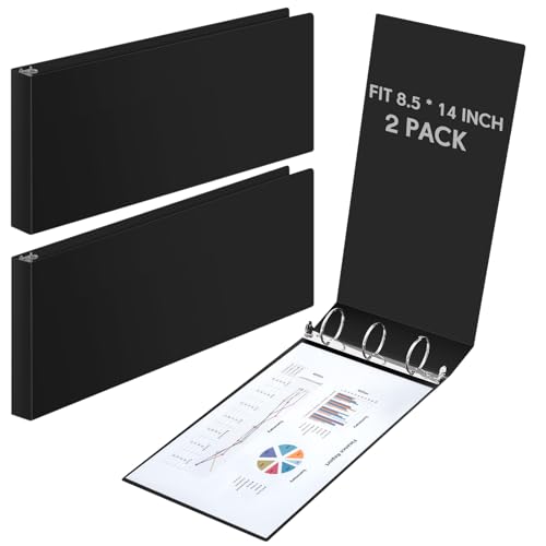 2 Pcs 8.5'' x 14'' Landscape 3 Ring Legal Size Binders 2 Inch Round Ring Binders Heavy Duty Economy Holds 8.5 '' x 14'' Paper for Artwork Blueprints, Office, Home, Work Places(Black) - color: Black, size: 2 Inch