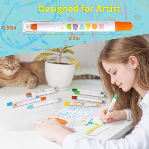 Prudiut 36 Color Silky Twistable Crayons for Artist, Washable Art Supplies, Multicultural Pastel Gel Crayons, Easy Grip Coloring Gift