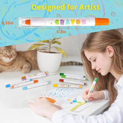 Prudiut 36 Color Silky Twistable Crayons for Artist, Washable Art Supplies, Multicultural Pastel Gel Crayons, Easy Grip Coloring Gift