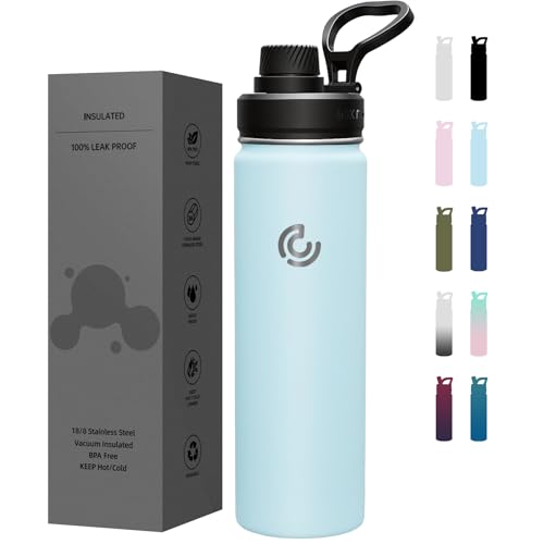 Sports Water Bottle 22oz, Insulated Water Bottle with Handle,Stainless Steel,Simple Modern,Suitable for Travel, School, Boy, Girl(FOG) - color: FOG, size: 22 Ounces