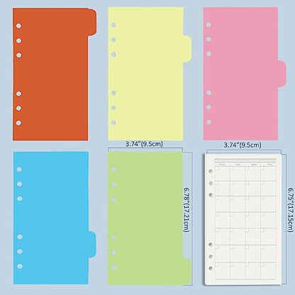 Harphia A6 6 Holes Binder Refill Value Set, 90Sheets Monthly Planner Insert, 5 Sheets Divider Paper, Today ruler With Inch Unit, Translucent Zipper Bag, Pvc Card Bag, 200Pcs Colorful Index Stickers - color: Month Paper Set, size: A6