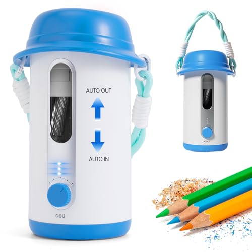 Electric Pencil Sharpener, Low Noise Fully Automatic Pencil Sharpener for Classroom,6.9-10.8mm Colored/Jumbo Pencils, Auto in & Out,Rechargeable Hands-Free Sharpener for Home/Office,Blue - color: Blue