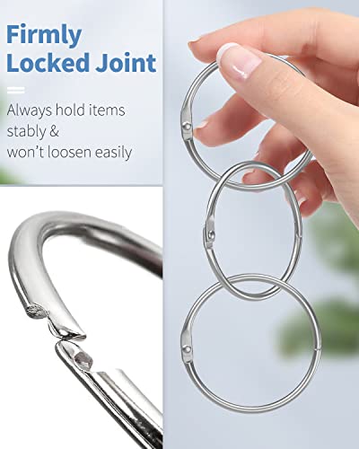 Pawfly Loose Leaf Binder Rings 2 Inch Smooth Steel Book Rings for Index Cards Flash Cards Receipts Memos Photos and Files Heavy Duty Organizers Loops for Office School and Home Use, 12 Pack - size: 2 Inch 12 Pcs