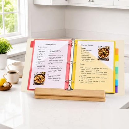 SUNEE 8 Tab Dividers with Pockets, Plastic Dividers for 3 Ring Binder, Subject Dividers with 2 Pockets, Binder Dividers for School Office Home Supplies, Bright Color, 1 Set