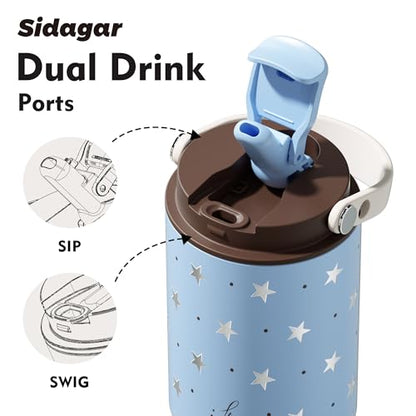 26oz Insulated Water Bottle with Straw and Spout Lid, 316 Stainless Steel, 24H Cold 12H Hot, 100% Leakproof Tumbler for Car Cup Holder Gym Travel Office, Star Charm Aesthetic Starry Blue Gift - color: Starry Blue