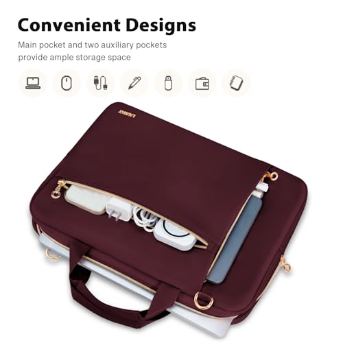 Laptop Case Bag Women Men Computer Sleeve Compatible with MacBook/Dell/HP/Acer/ASUS/LG, Waterproof Shoulder Carrying Briefcase, Red, 17-17.3 Inch - color: Wine Red, size: 17.3 inch