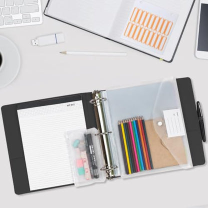 3 Ring Binder with Clipboard,2 Inch Binders with Notepad&5 Dividers with Pockets, Labels,PU Clipboards for School Office(Black,Letter Size) - color: Black, size: Letter Size -2 Inch