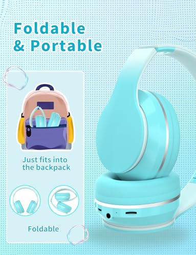 Bluetooth Kids Headphones,Wireless Kids Headphones Over Ear with Microphones,Stereo Sound ,10H Playtime, Foldable&Adjustable Children Headphone,Bluetooth Headset for Adults,School (Green) - color: Green